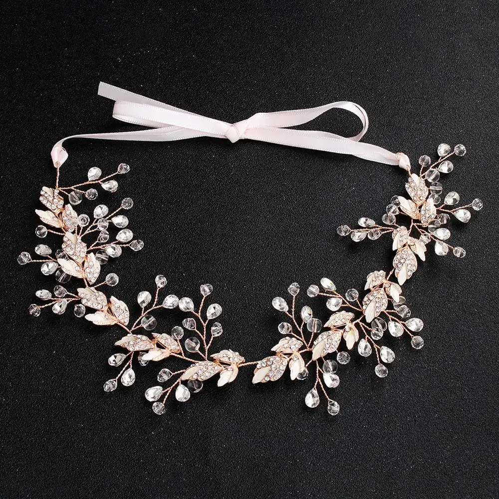 

Rhinestone Alloy Leaves Headband Bride Wedding Hair Accessories Tiaras Best-selling Prom Bridal Headpieces for Ladies