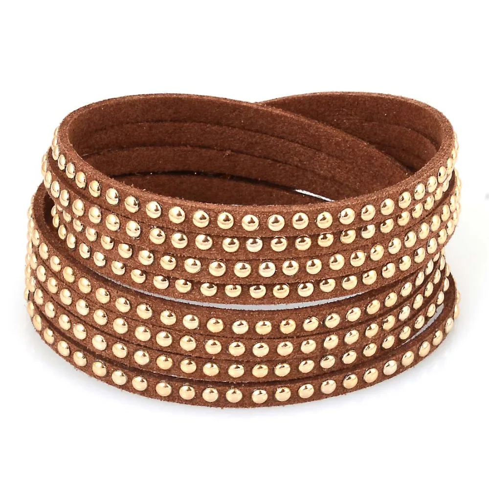 Многослойный кожаный браслет с двойной оболочкой блестящими искусственными
