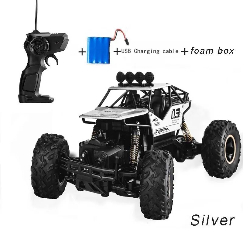 27cm silver 1battery 4WD электрический автомобиль RC автомобиль Bigfoot автомобиль 1/12 Багги 2,4G Радиоуправляемый автомобиль двойной мотор Высокоскоростной грузовик внедорожник игрушки подарок - Цвет: 27cm silver 1battery