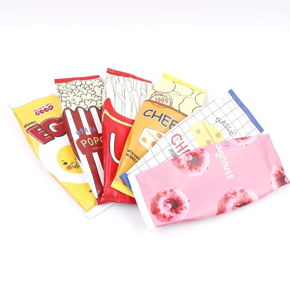 Новинка 1 шт. пеналы для карандашей из ПУ кожи с изображением закусок милые чипсы