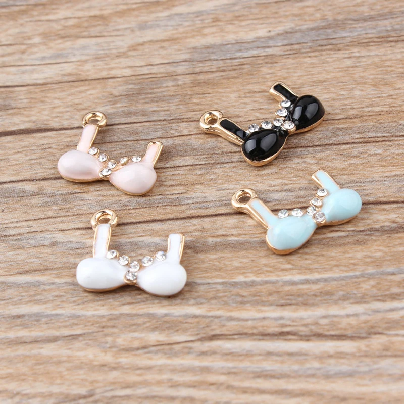 

10pcs/lot Rhinestone Bra Enamel Charms Underwear Alloy Fit Oil Drop Pendant For DIY Bracelet Earring Jewelry Accessories YZ104