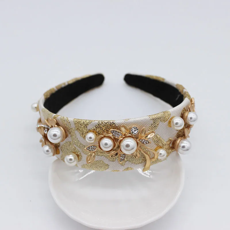 Барокко Кристалл Стразы ручной работы бархатные жемчужные циркониевые ретро