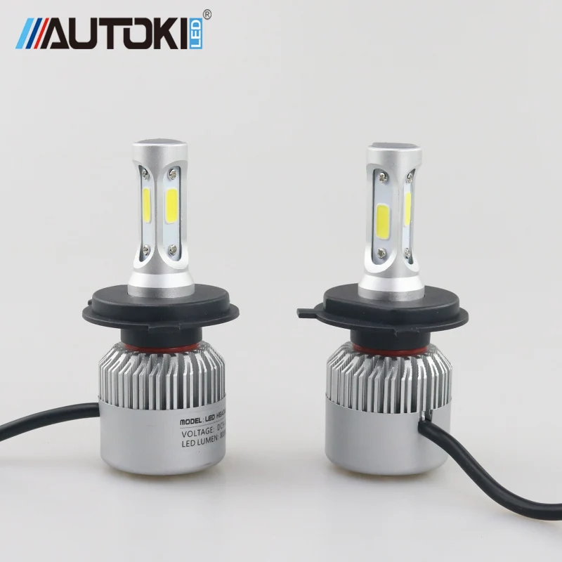 2pcsS2 H1 светодиодный лампы Супер яркий авто фары 2X 36 Вт 8000LM 6500K 12V 24V с переключением