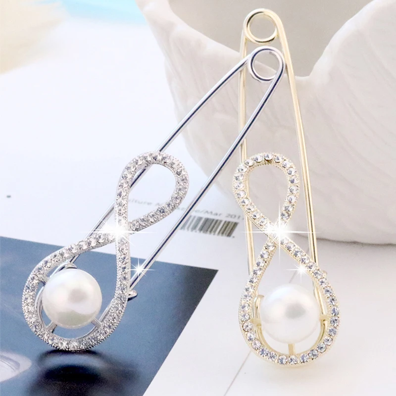 Модные стразы жемчужная безопасная булавка большая Бесконечная любовь 8 Форма