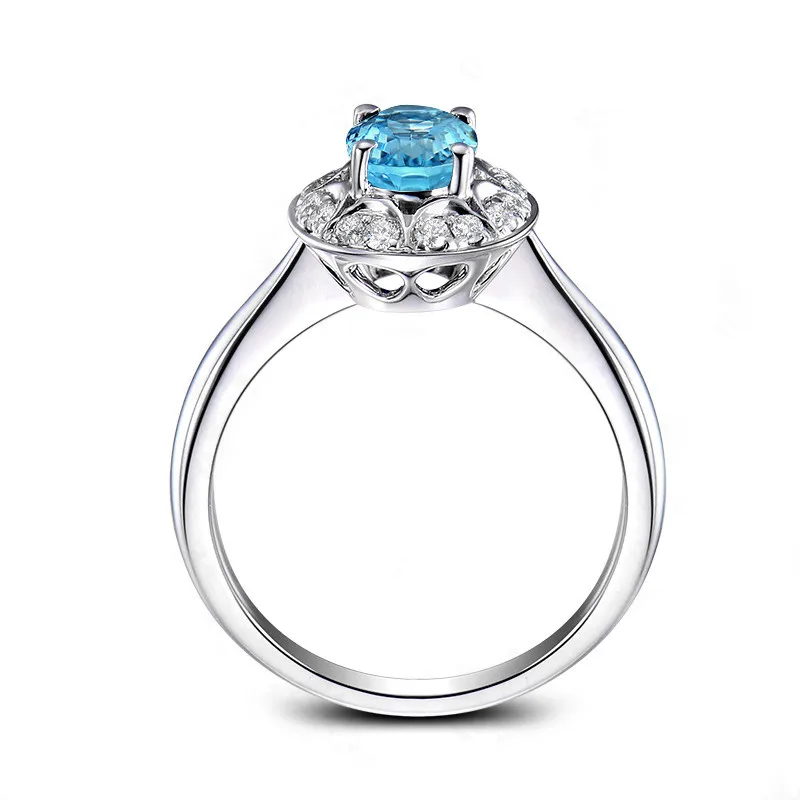 

QYI 925 Sterling Silver Natural Gemstone Rings For Women Oval Cut 1.25 ct Natural Topaz Engagement Ring Jewelry