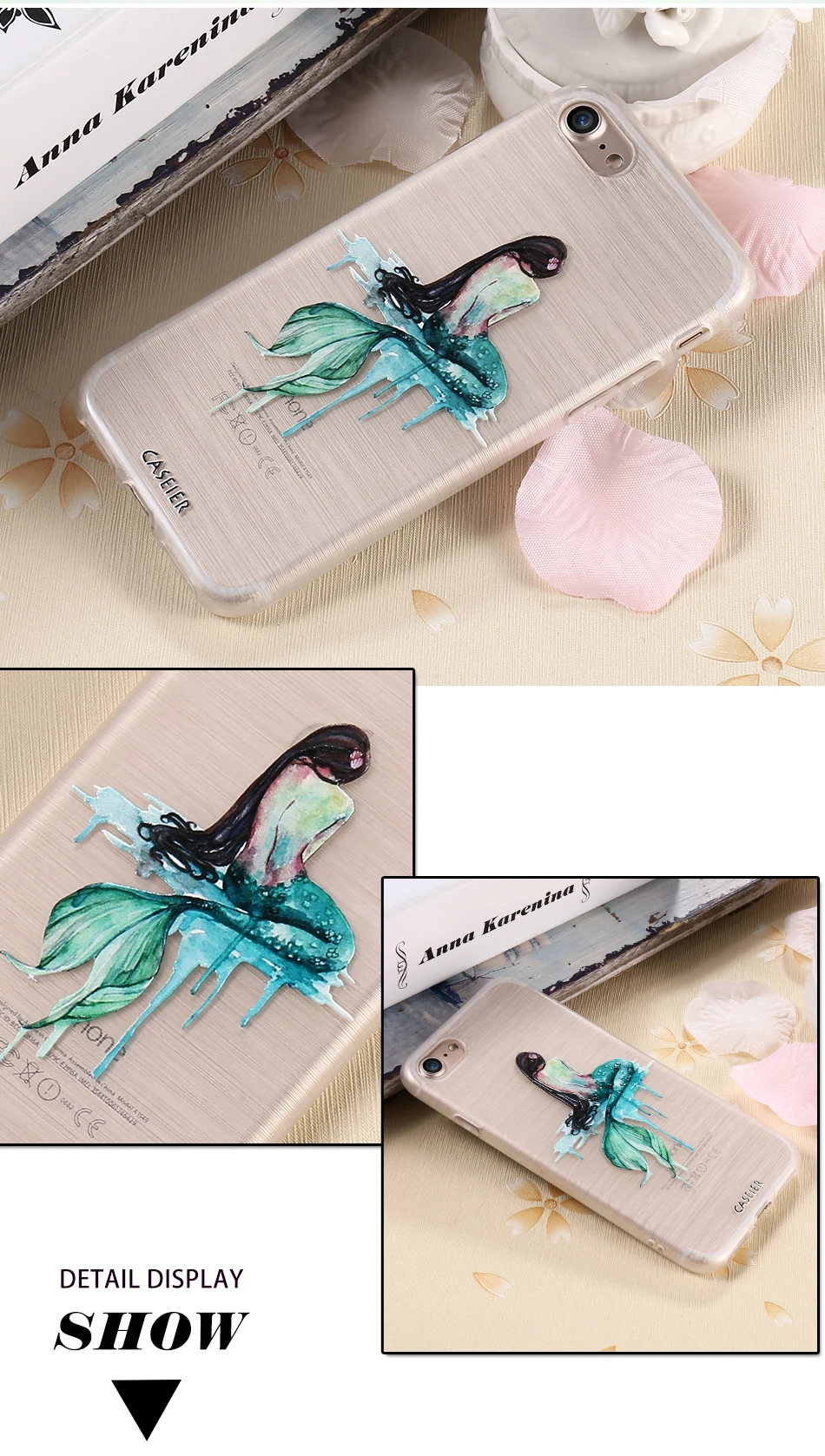 Caseier рыба Русалка чехол для телефона iPhone 6 6s Plus 7 8 Plus 3D рельеф мягкий силиконовый Чехол для iPhone 5 5S SE x принципиально capinha