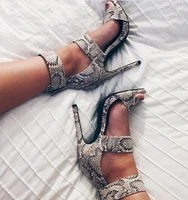 real picture fashion snakeskin high heel women sandals hot sale buckle strap stiletto heels size 34 to 42 free shipping