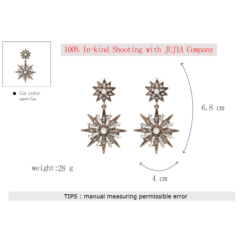 

Wholesale JUJIA Fashion Women Statement Star Crystal Drop Dangle Earrings For Women Girl Earring Factory Price