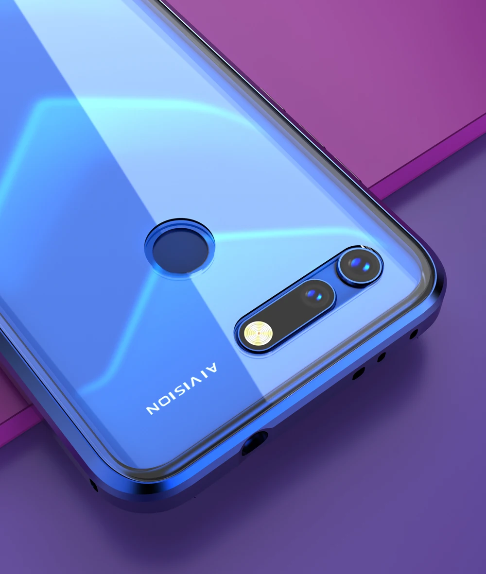 360 полная защита Магнитный флип-чехол для huawei Honor View 20 прозрачный экран закаленное стекло+ Металлическая Рамка стеклянная задняя крышка