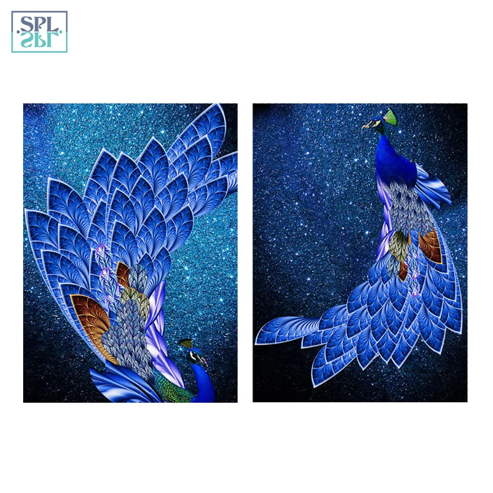 SPLSPL Blue Peacock Animals Canvas Art Print Poster and Painting Cuadros Decoracion Dormitorio Wall Picture for Living Room | Дом и сад