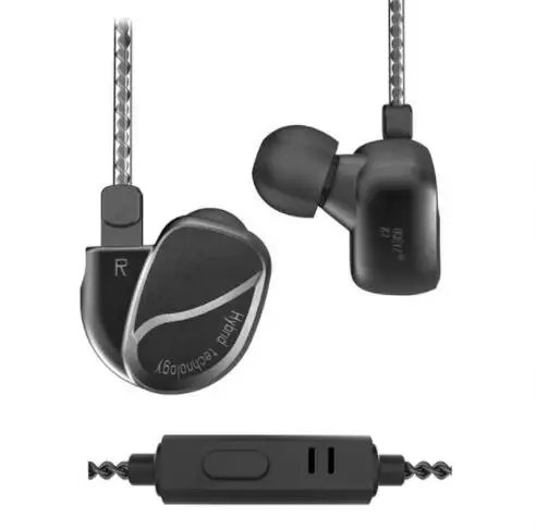 Black with mic Новинка BQEYZ K2 2DD+ 2BA гибридные наушники вкладыши HIFI бас DJ Monito спортивные наушники для бега наушники с микрофоном - Цвет: Black with mic