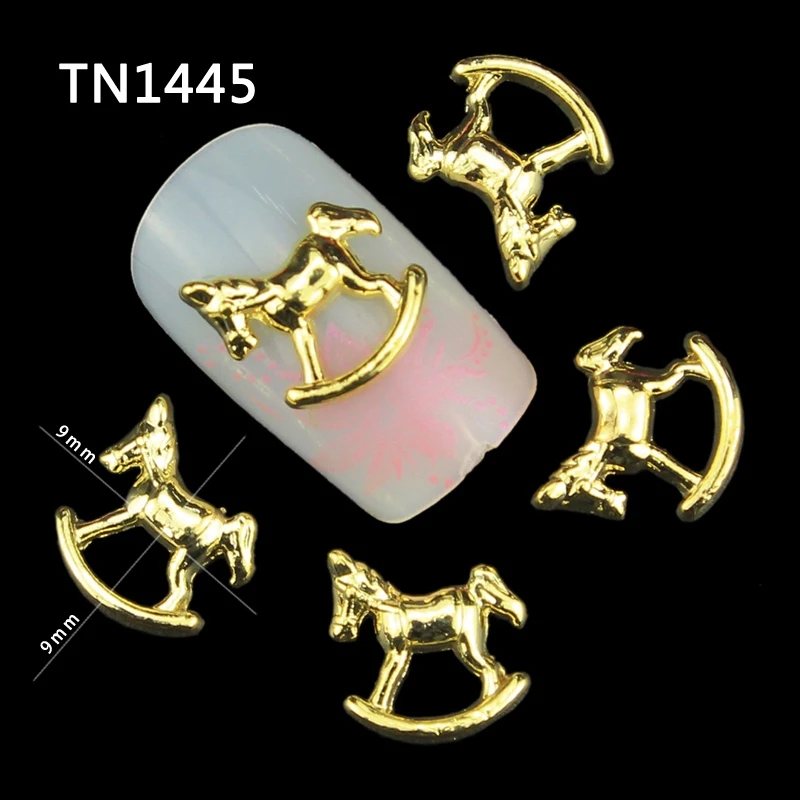 Blueness 10X Золото Серебро троянцы лошадь дизайн сплав амулеты для ногтей Советы