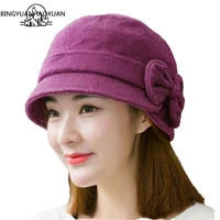 bingyuanhaoxuan 2018 fisherman hat ladies autumn winter bow cap wool rabbit blended knitted wool hats warm berets beanie hat