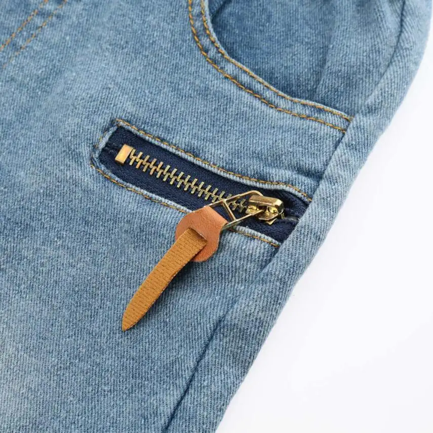 Детская одежда джинсовые брюки на молнии Узкие детские штаны для мальчиков