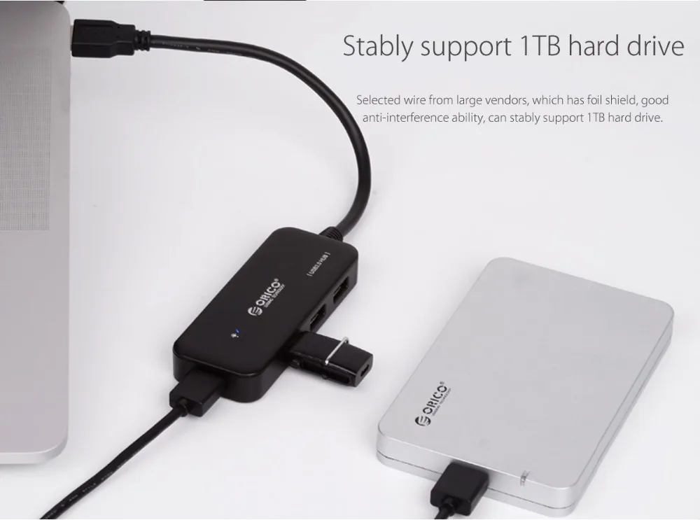 ORICO USB 3,0 концентратор 4 порта мини концентратор Поддержка OTG функция для MacBook ноутбук планшетный компьютер OTG usb-хаб 15 см длина кабеля