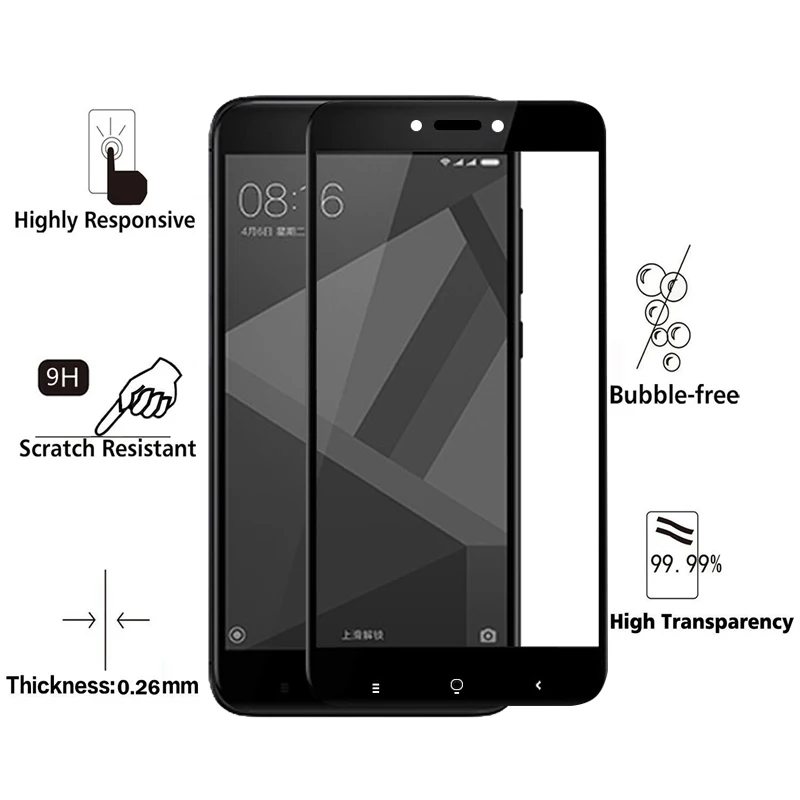 Teoyall xiaomi redmi 4x стекло защитный полное покрытие закаленное Стекло для Xiaomi Redmi Экран