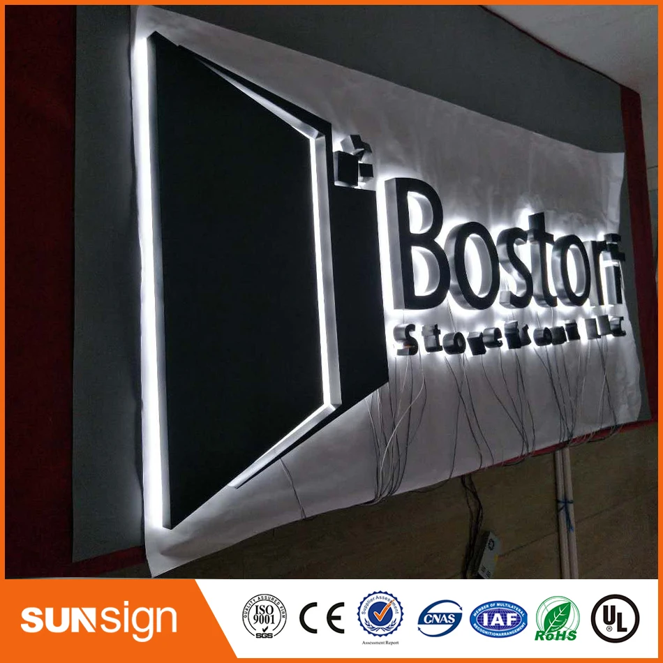 Factory Outlet Outdoor Stainless steel backlit signs, LED backlit signage for shop, restaurant and coffee store