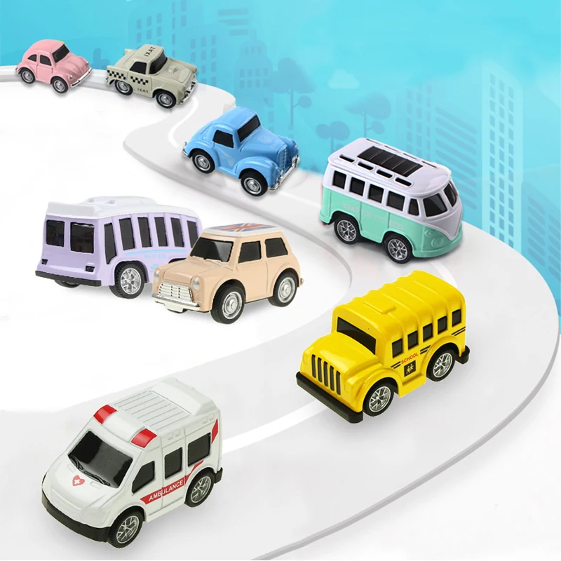 Mini Union City Car Boys Toys Taxi Bus Model Alloy Vehicle Toy Inertial Pull Back Best Gift for Children 8Pcs/ Set | Игрушки и хобби
