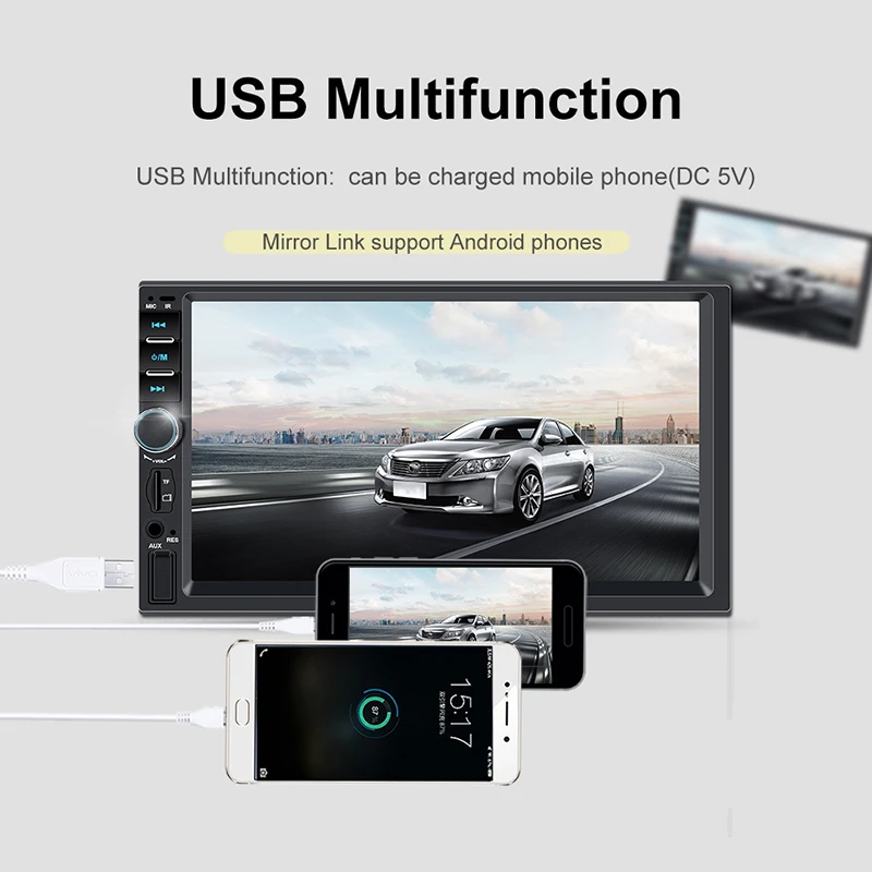 Автомагнитола 2Din с Bluetooth 7 дюймовый сенсорный экран 2din автомобильный