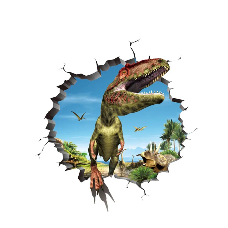 Крутая 3D Наклейка на стену с динозавром съемная виниловая наклейка для дома