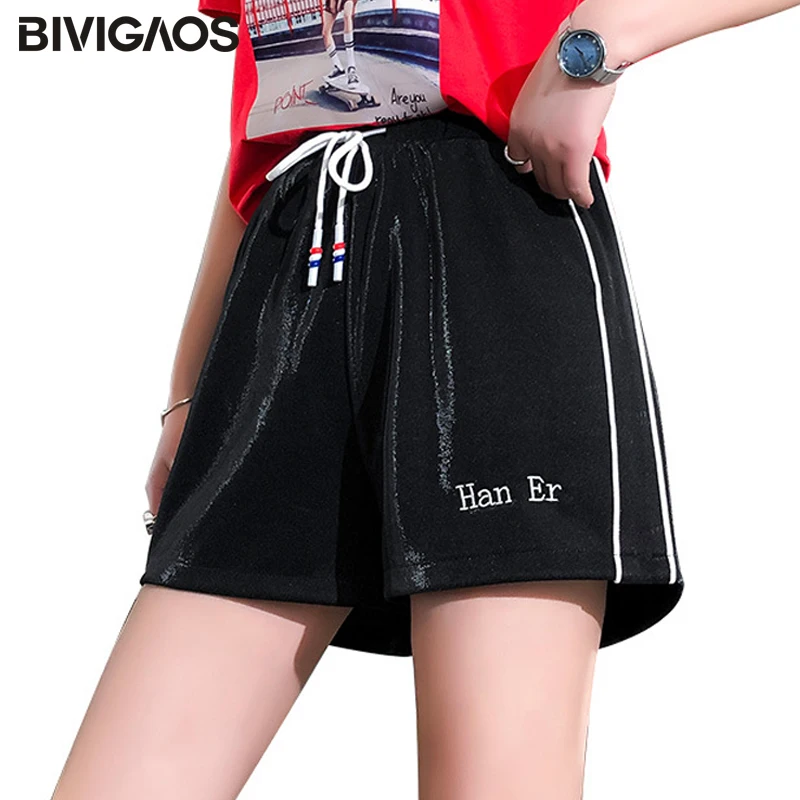 BIVIGAOS 2019 Новые Летние повседневные свободные шорты с высокой талией яркие