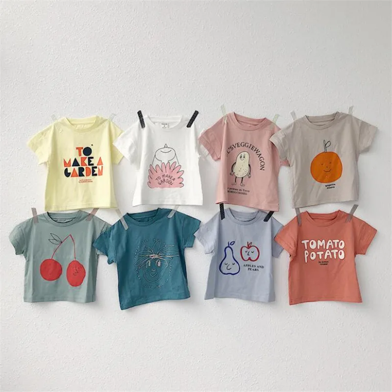 2019 летняя одежда для маленьких мальчиков футболка девочек рубашка