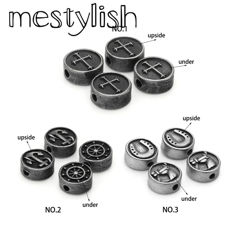 Mestyling 10 шт./лот 5*11 мм антикварные бусины из нержавеющей стали крест/якорь/лошадь