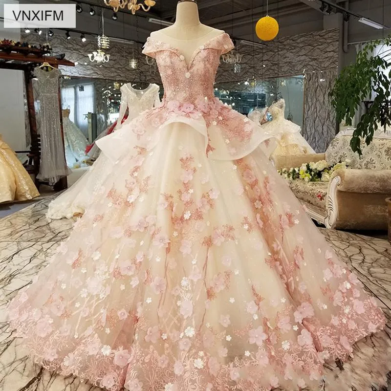 VNXIFM 2019 Розовое Бальное Платье vestidos с круглым вырезом De Noiva аппликации коротким