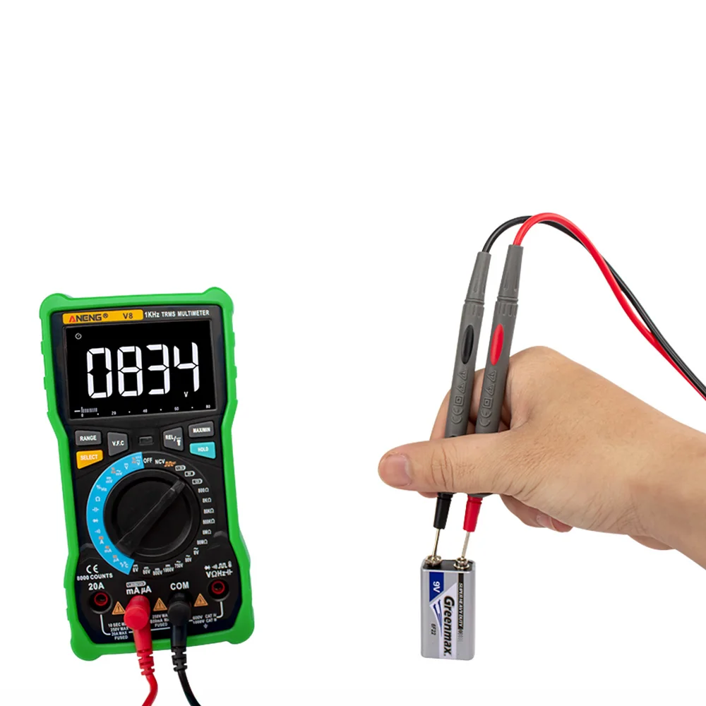 V8 True RMS Digital Multimeter Auto Range 8000 Counts Display V.F.C Inverter Measurement Analog Bar Graph Wire Power Meter teste |