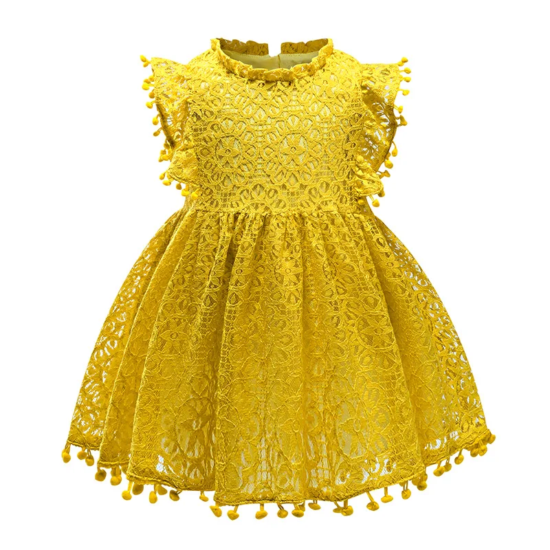 

Summer Girls Dress Solid Color Princess Lace Hollow Dress For Girls Birthday Present Tutu Kids Clothes Toddler Girls Clothes