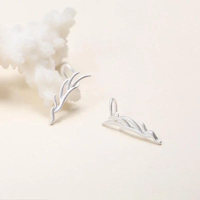 Женские серьги Elitven Antlers пусеты на клипсе из стерлингового серебра 925 пробы в