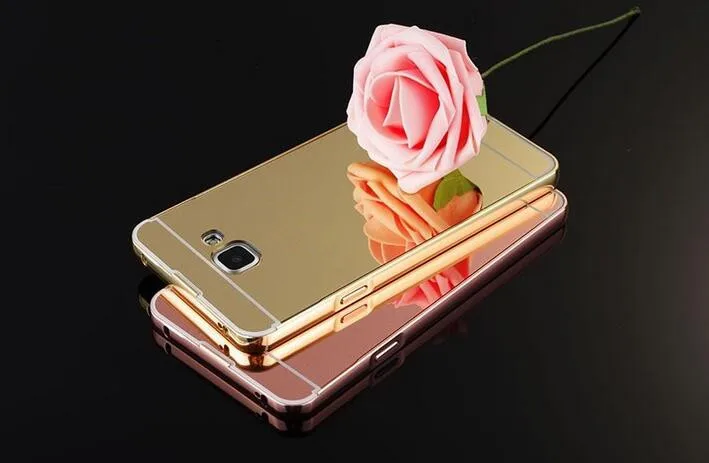 Роскошные зеркальные Чехлы цвета розового золота для Samsung Galaxy A7 2018 A750 алюминиевая