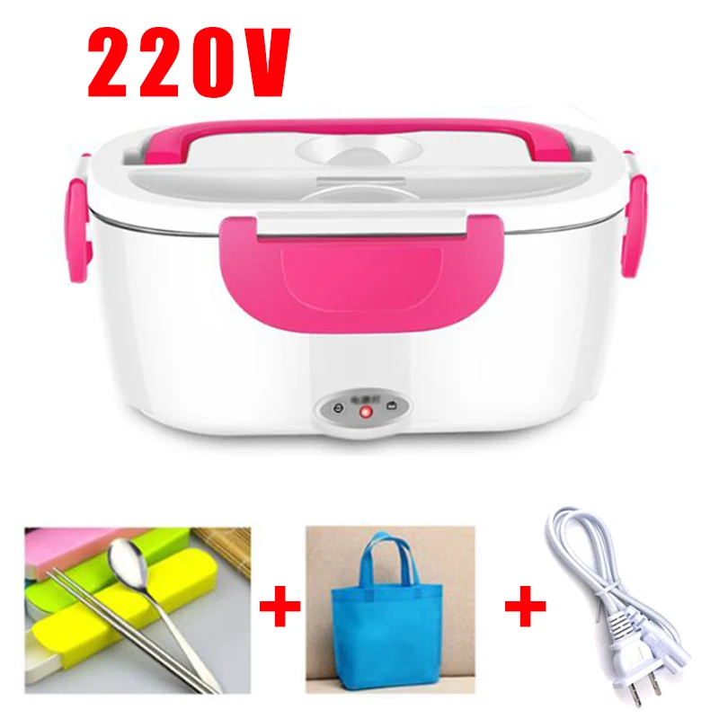220V Pink 12 В 24 В 220 В Электрический Ланч-бокс из нержавеющей стали Bento Weated теплый автомобильный тепловой Ланчбокс портативный контейнер для еды офисный школьный детский - Цвет: 220V Pink