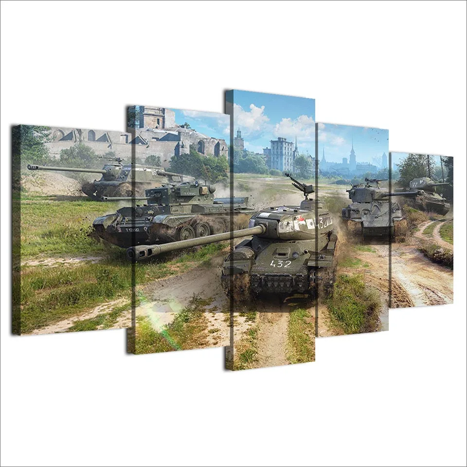 5 шт. Художественная печать на холсте World Of Tanks игры живопись номер Декор печати