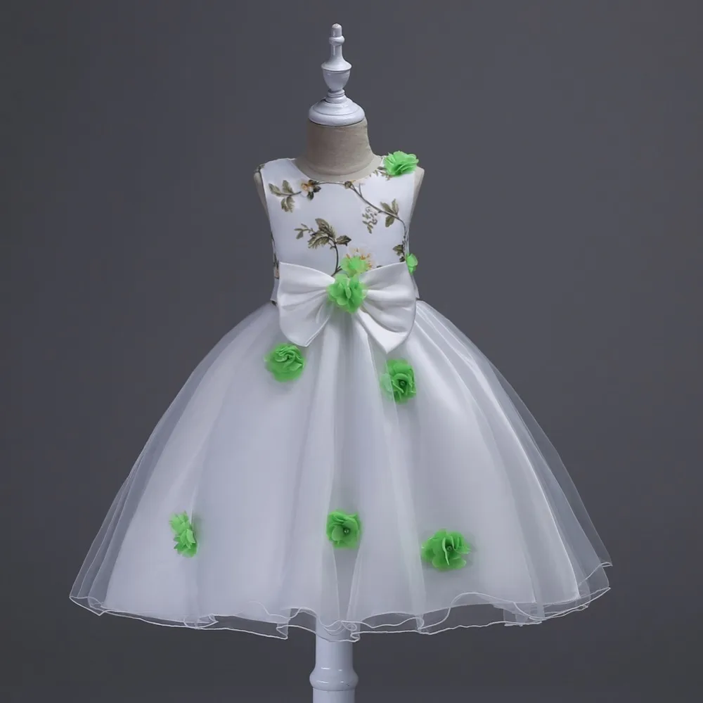 Princess Flower Girls Dresses Big Bow Sweet Appliques Kids Ball Gown Wedding Birthday Children Vestidos | Детская одежда и обувь
