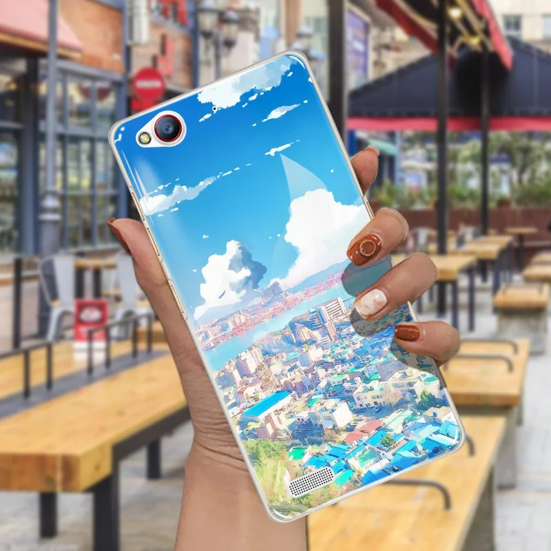 Gumei Silicone Phone Case For ZTE Nubia MY Prague NX513J Back Cover Fashion Blue Sky Cartoon Soft TPU Bag Dusk Print |