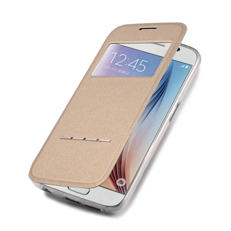 Флип-чехол с окошком для samsung Galaxy S7 G9300 из искусственной кожи + ТПУ силиконовый