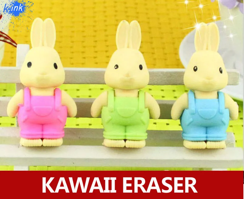 Новинка милый кролик карандаш ластик мультипликационный в стиле кавай для школы