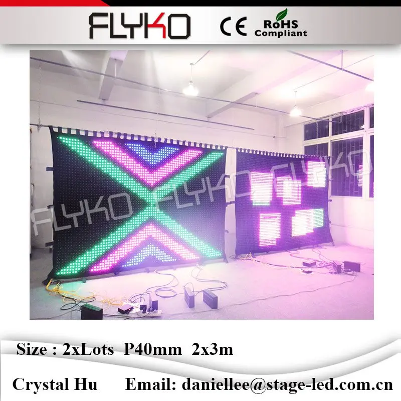 Гибкая светодиодная видеосъемка p40мм 2х6м ткань для вечеринки Прокат|led video curtain|led