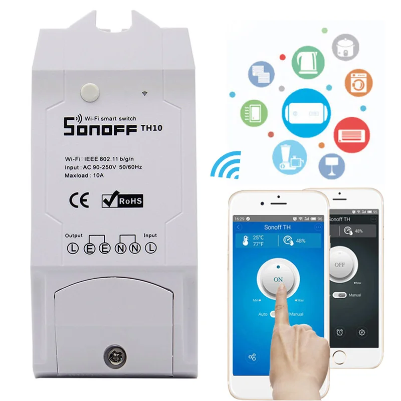 ITEAD Sonoff TH 10A/16A Smart WiFi Wireless Switch remote Controller With Temperature And Humidity Monitoring Timing Function |