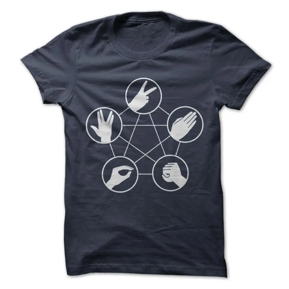 Free Shipping Rock Paper Scissors Lizard Spock - Funny T-Shirt 100% Cotton Big Bang Theory | Мужская одежда