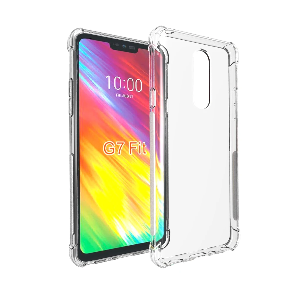 Прозрачный чехол из ТПУ с усиленными углами для LG G7 FIT амортизацией и защитой от