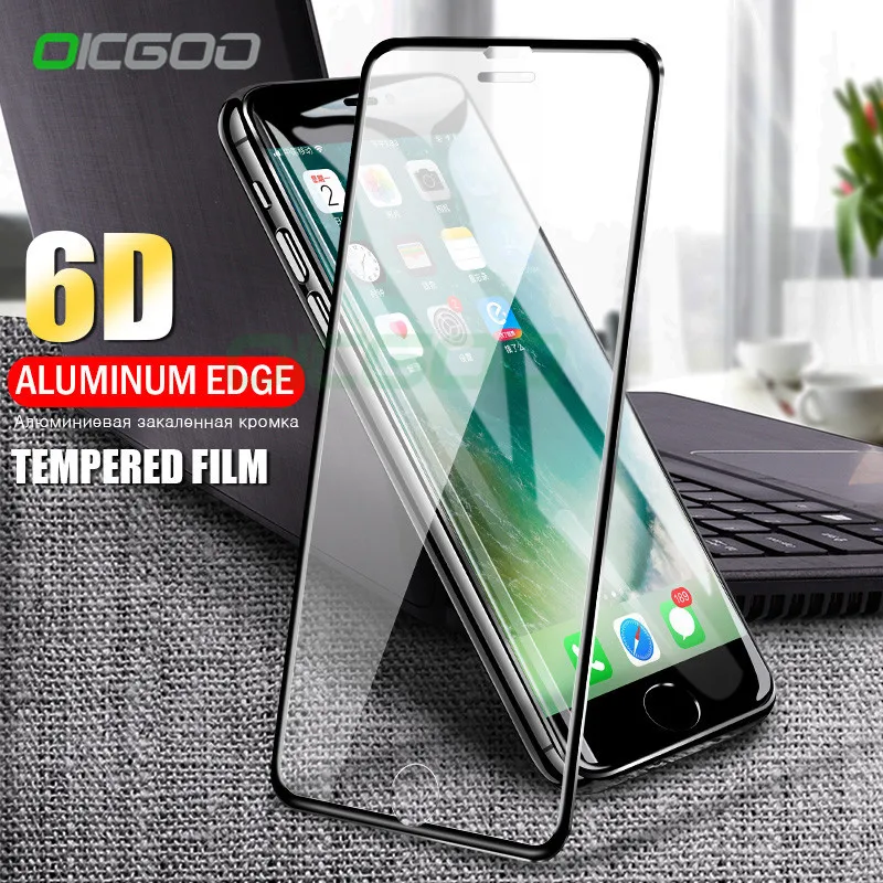 OICGOO 6D закаленное стекло с закругленными краями для iPhone 6 6s 7 8 Plus X 10 Защитная пленка