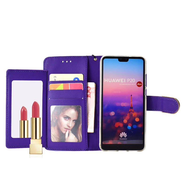 Чехол-Кошелек KEFO Bling с блестками для Huawei P20 Pro откидной зеркальный чехол со