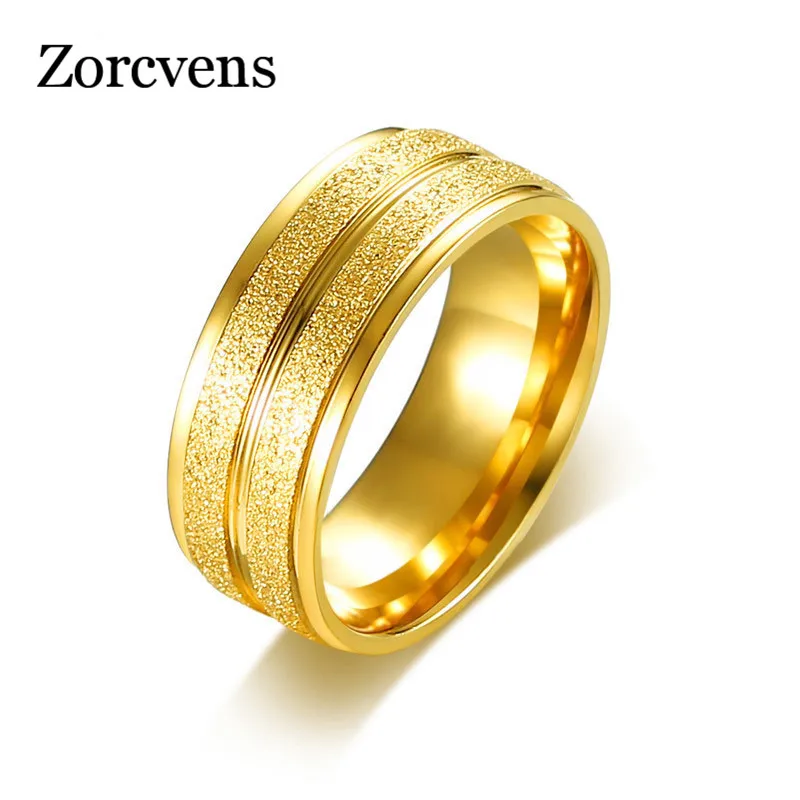 ZORCVENS тусклый лак для мужчин кольцо t золотой цвет ширина 8 мм свадебные полосы на