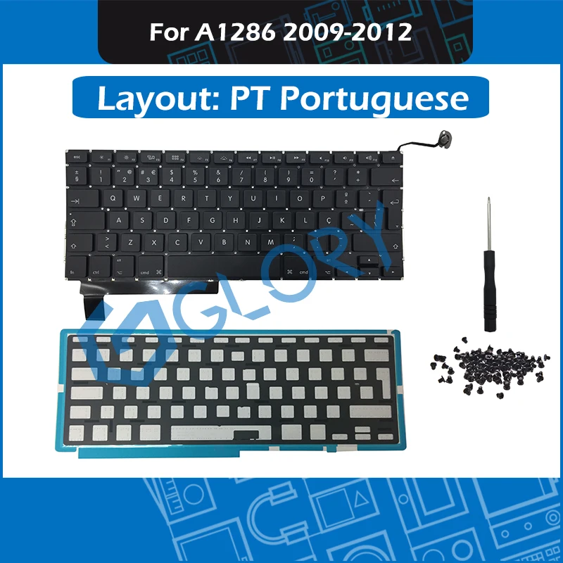 

Новая A1286 PT португальский клавиатура для Macbook Pro 15,4 "2009-2012 замена клавиатуры с подсветкой винты инструмент
