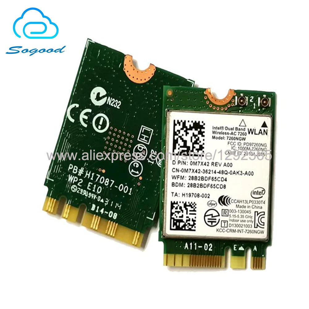 Беспроводная Двухдиапазонная карта Intel dual band wireless-ac 7260 7260NGW 7260AC802.11AC Wifi + Bluetooth 4 0