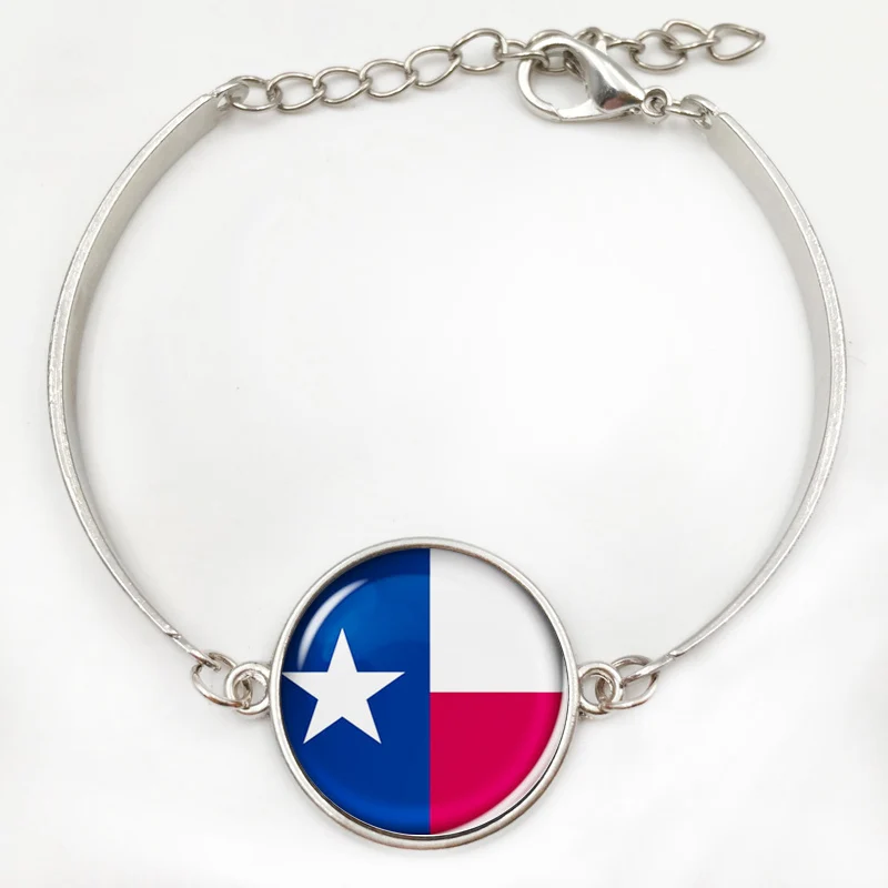 Diy Ювелирный винтажный воротник hechos a mano foto ee. uu. Стеклянный купол bandera de Texas colgante plata