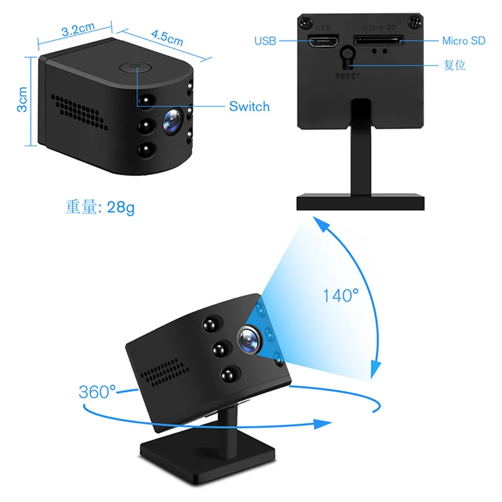 Мини Беспроводная Wi-Fi камера 1080 P HD Дистанционное видео маленький микро ночное