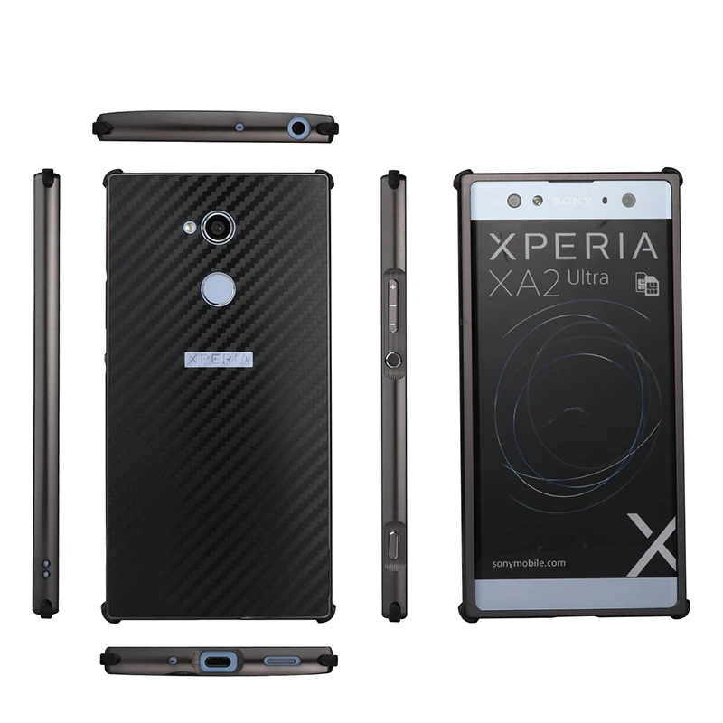 Чехол для Sony Xperia XA2 Ultra H4233 с алюминиевой металлической рамкой + жесткий чехол из